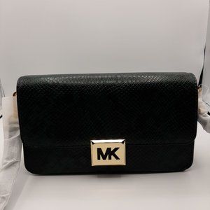 Michael Kors Sonia 35F1G6SL3G Medium Snake Embossed Shoulder Bag-Racing Green